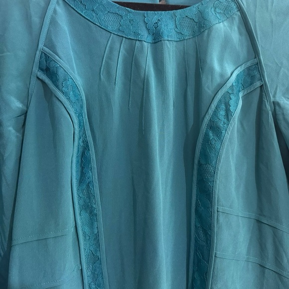 Boden limited edition silk lace panel teal green cottagecore dress long sleeve 4 - Picture 6 of 11